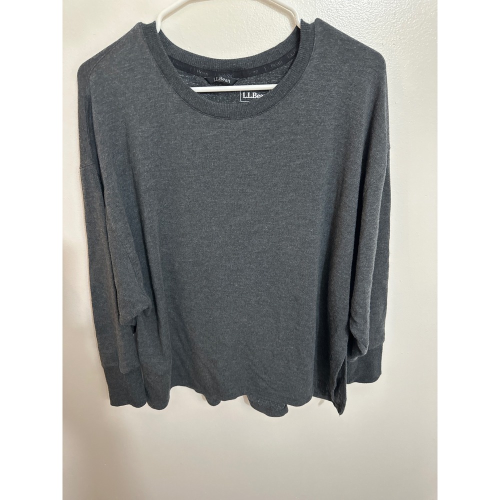 LL Bean Womens Large Petite Beyond Soft Sweatshirt Gray Modal Blend 515963